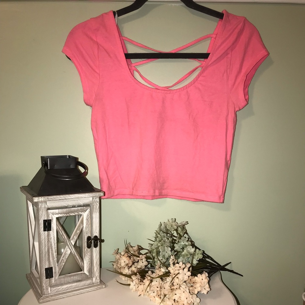 Neon pink crop top